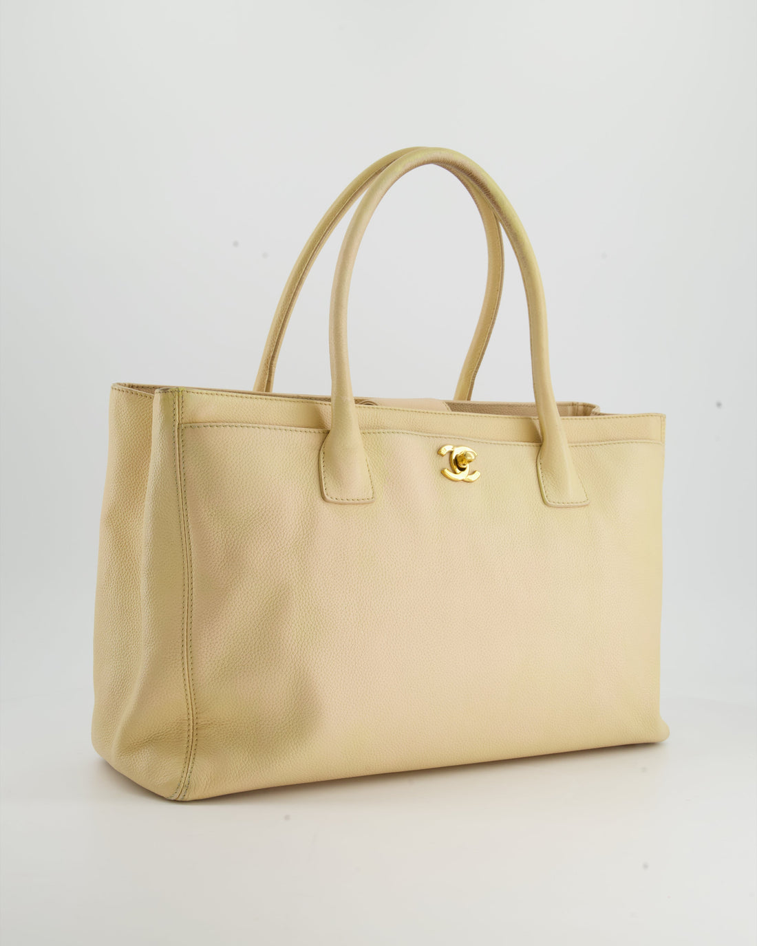 Chanel Vintage Beige Executive Tote Bag in Leather with 24K Gold Hardware