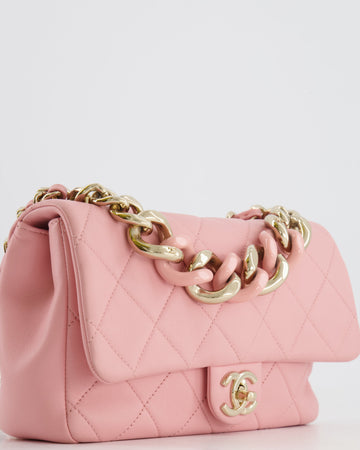 Chanel Baby Pink Medium Single Flap Chained Bag with Champagne Gold Hardware