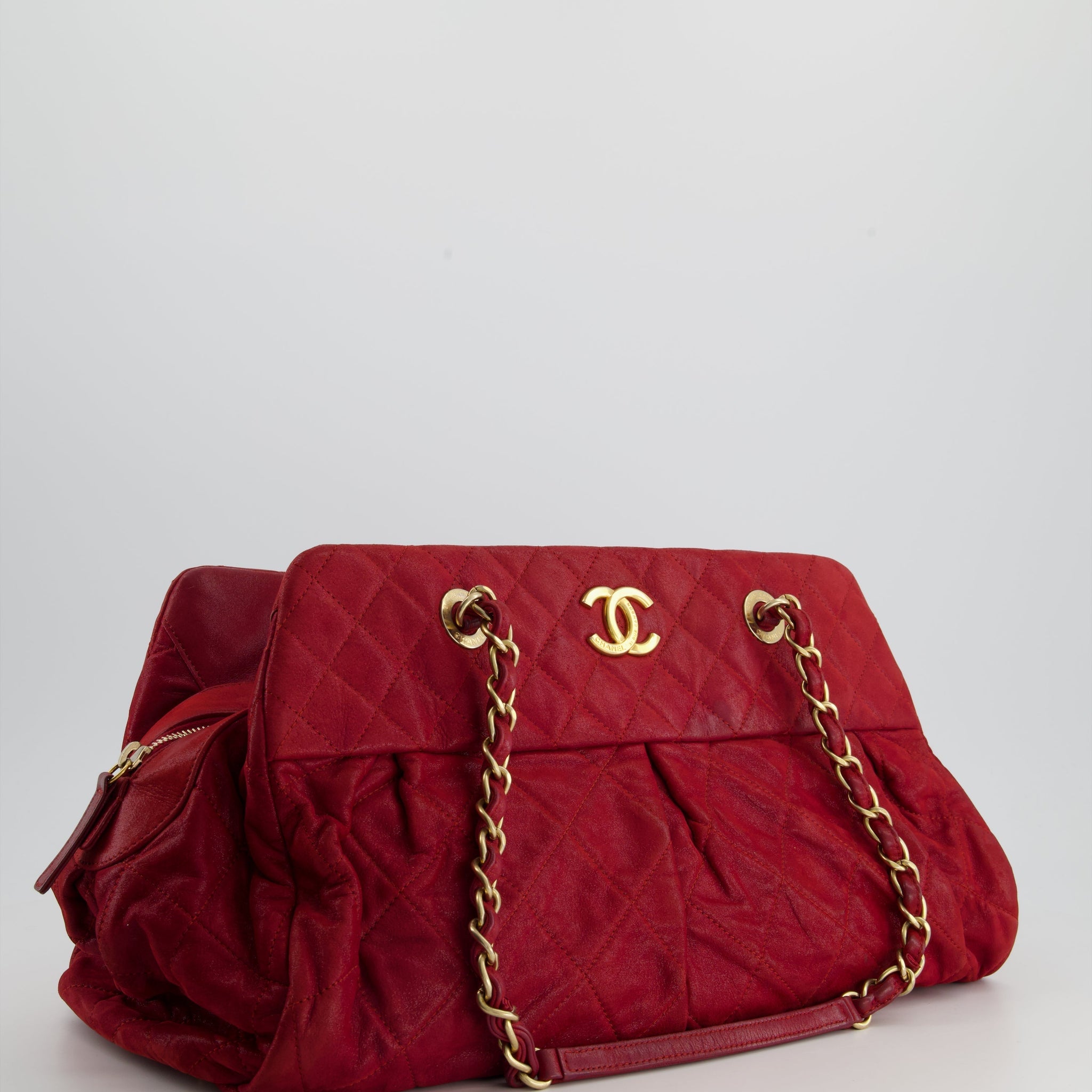 Chanel Burgundy Mademoiselle Shoulder Bag in Nubuck Leather and Gold Hardware