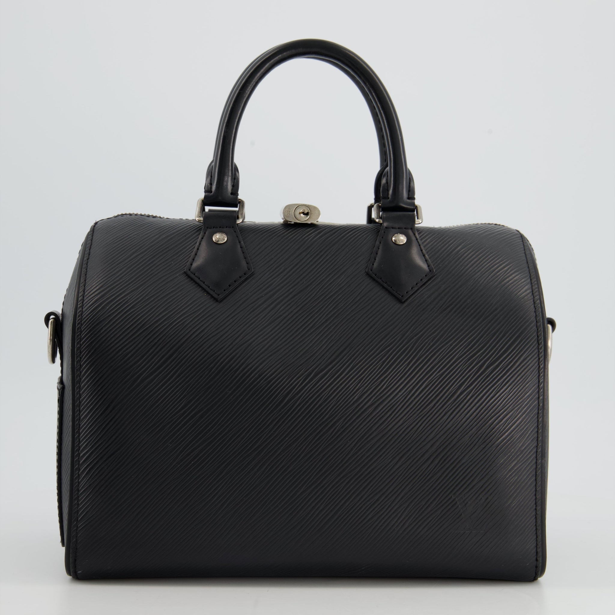 Louis Vuitton Black 25 Speedy Bag Bandoulière in Epi Leather and Silver Hardware
