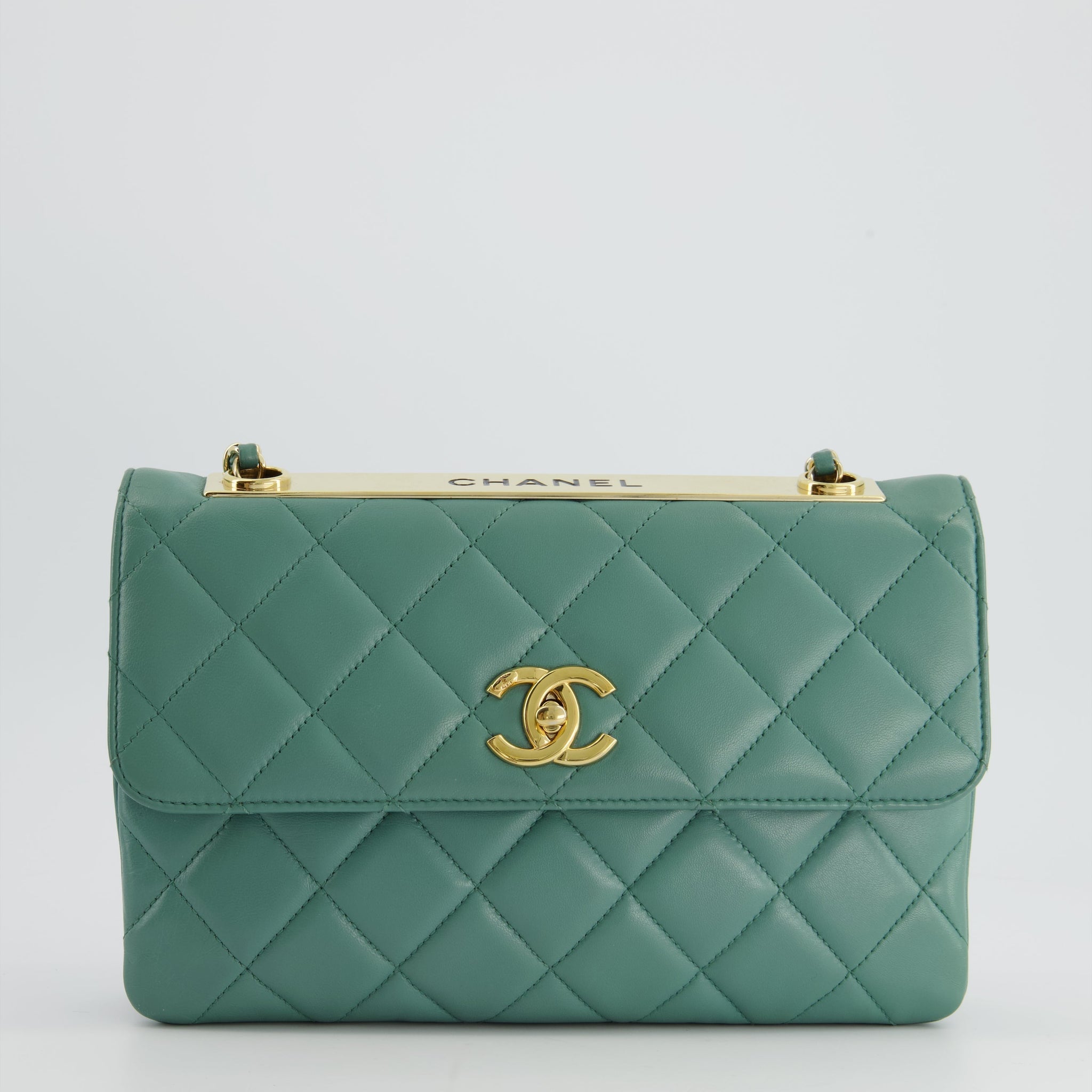 Chanel Teal Trendy CC Shoulder Bag in Lambskin Leather with Gold Hardware