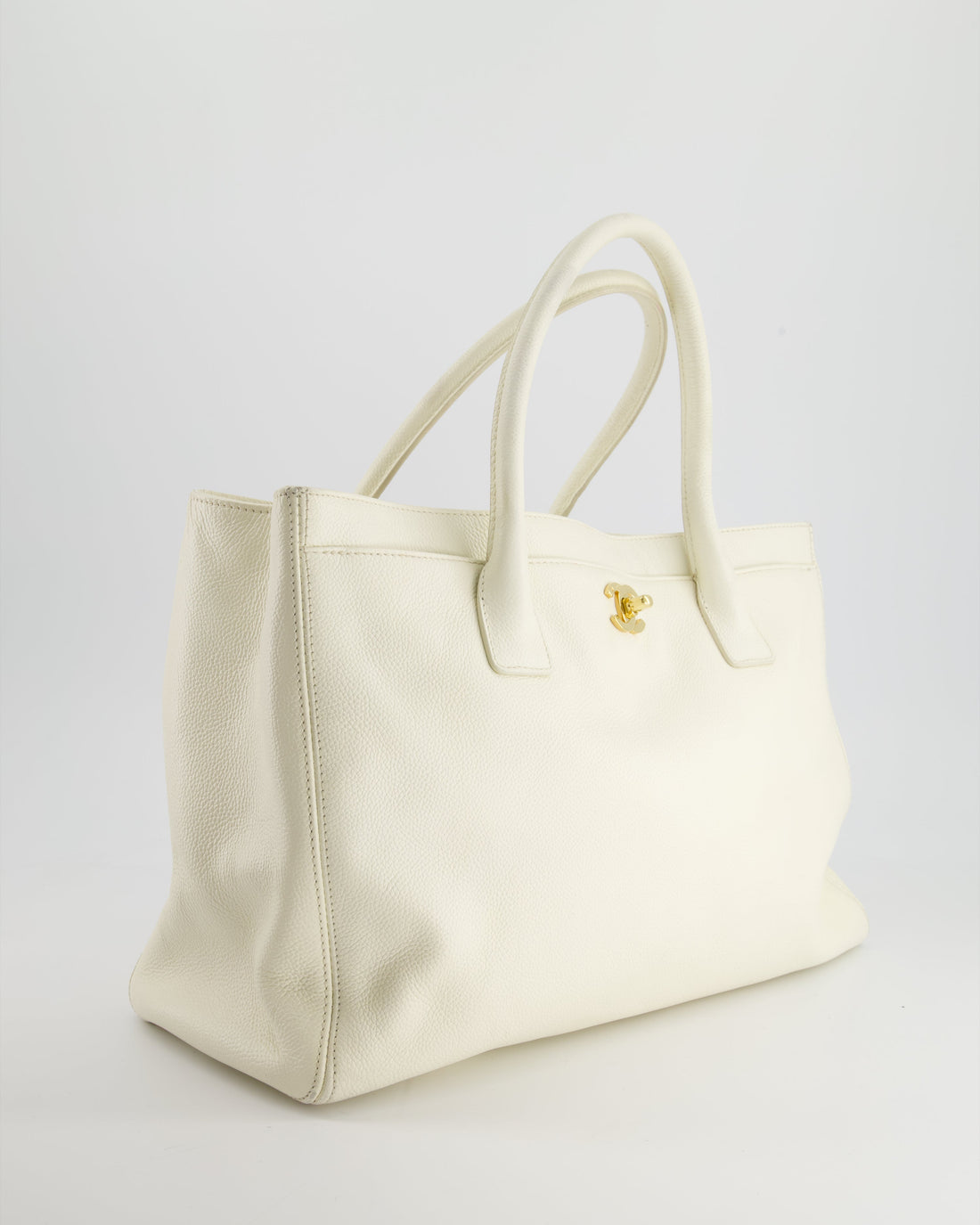 Chanel White Executive Shopper Tote Bag with Gold Hardware