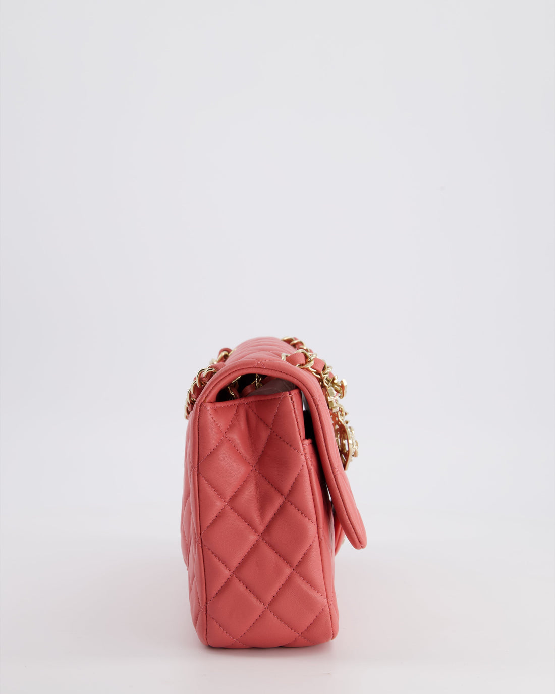 Chanel Pink Medium Single Flap Bag in Lambskin Leather with Champagne Gold Hardware