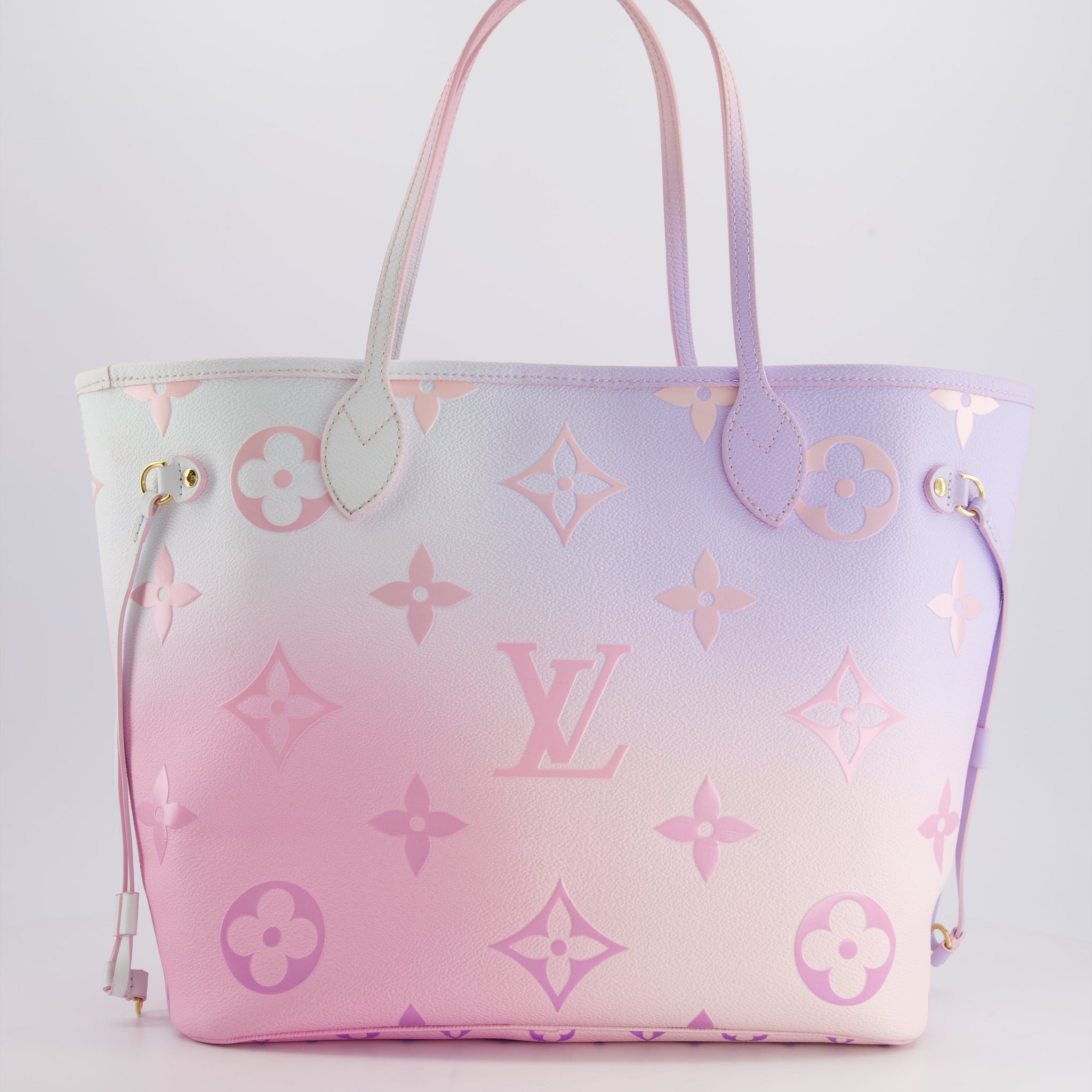 Louis Vuitton Spring In The City Neverfull MM Bag in Blue and Pink Ombre Monogram Canvas with Gold Hardware