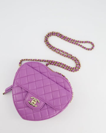 Chanel Purple Medium Heart Bag in Lambskin Leather with Champagne Gold Hardware