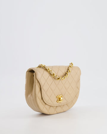 Chanel Vintage Beige Mini Half Moon Bag with 24k Gold Hardware