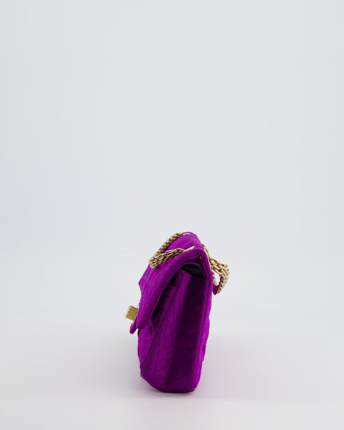 Chanel Purple Small Satin Croc Embossed 2.55 Reissue with Brushed Gold Hardware