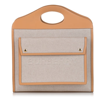 Burberry Pocket Tote Brown Canvas