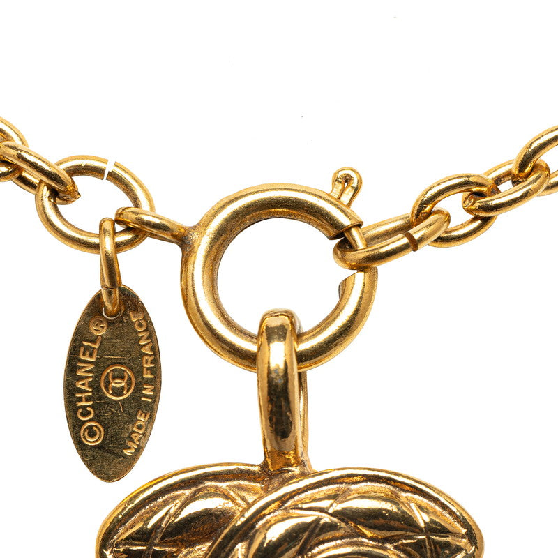 Chanel Quilted CC Logo Pendant Necklace Metal Necklace in Good condition