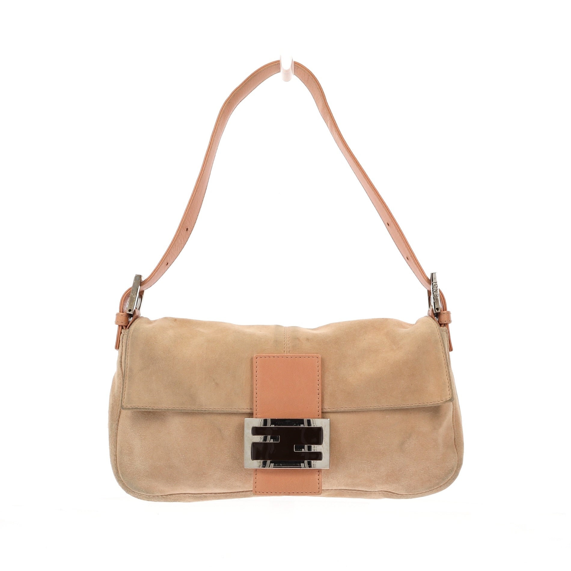 FENDI Baguette Shoulder Bag in Pink Suede
