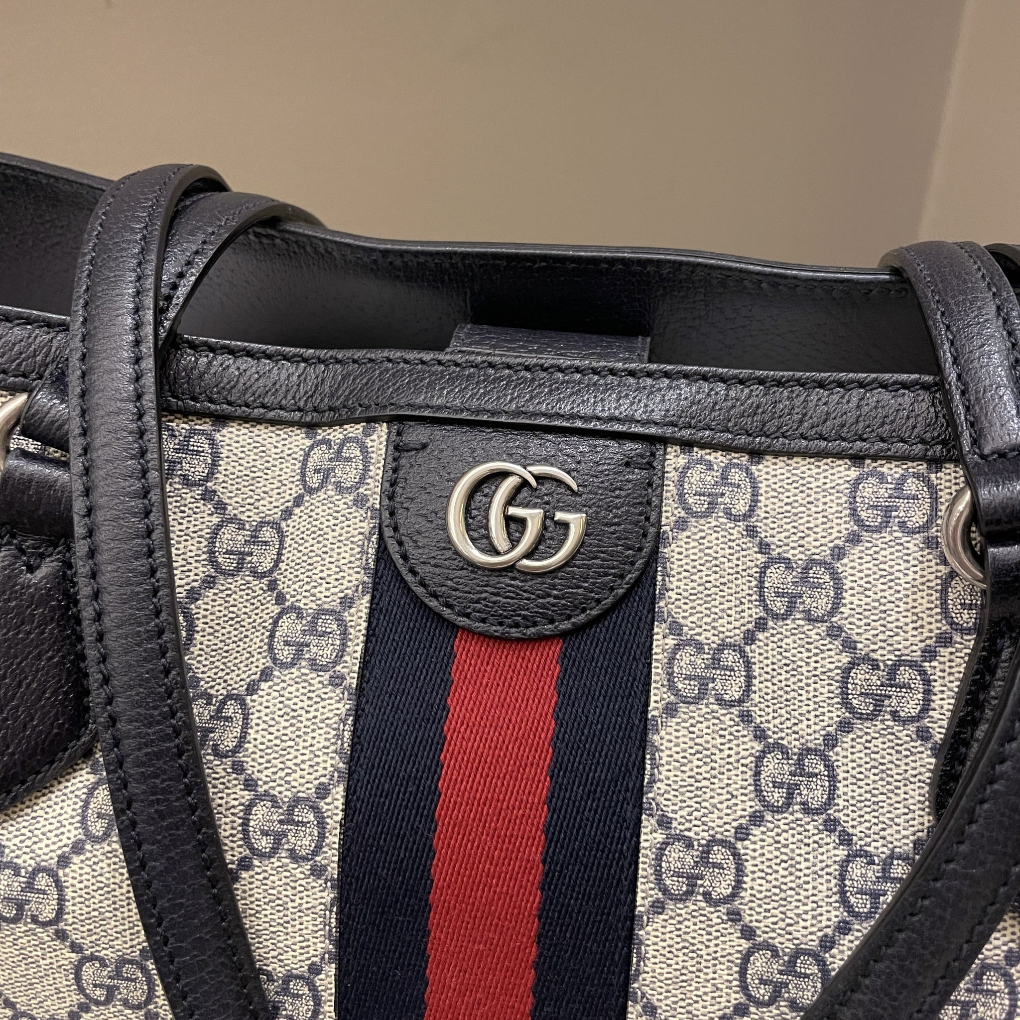 Gucci Ophidia GG Tote Beige/ Blue GG Supreme Canvas