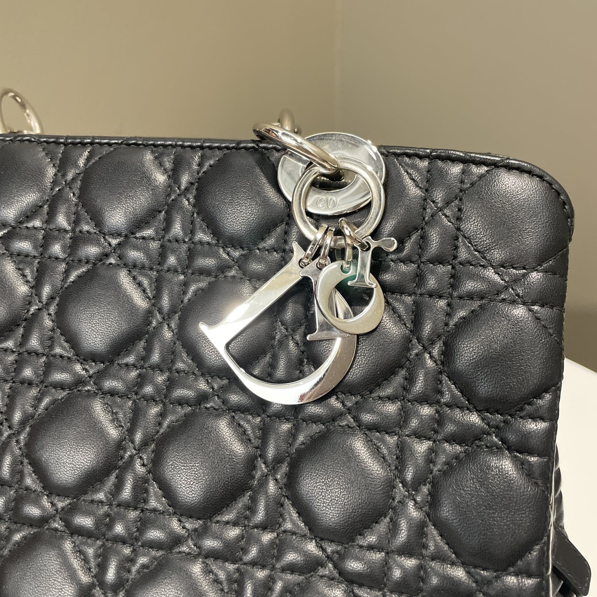 Dior Cannage Shoulder Bag Black Lambskin