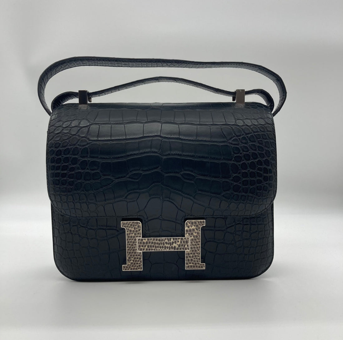 Hermes Constance 24 Matte Black Alligator Ombre Lizard Marquette Palladium Hardware