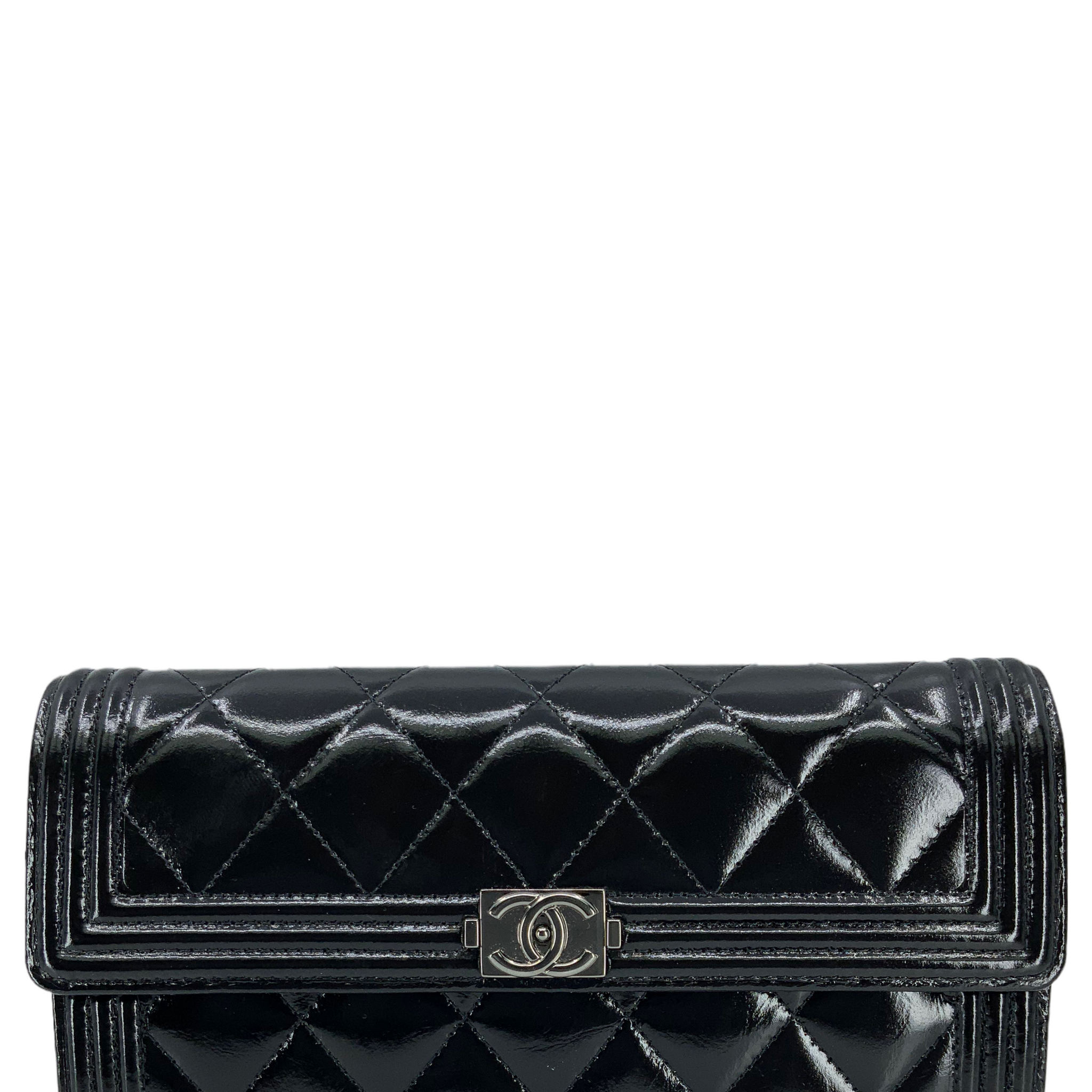 Chanel Quilted Glazed Aged Calfskin Long Boy Flap Wallet
