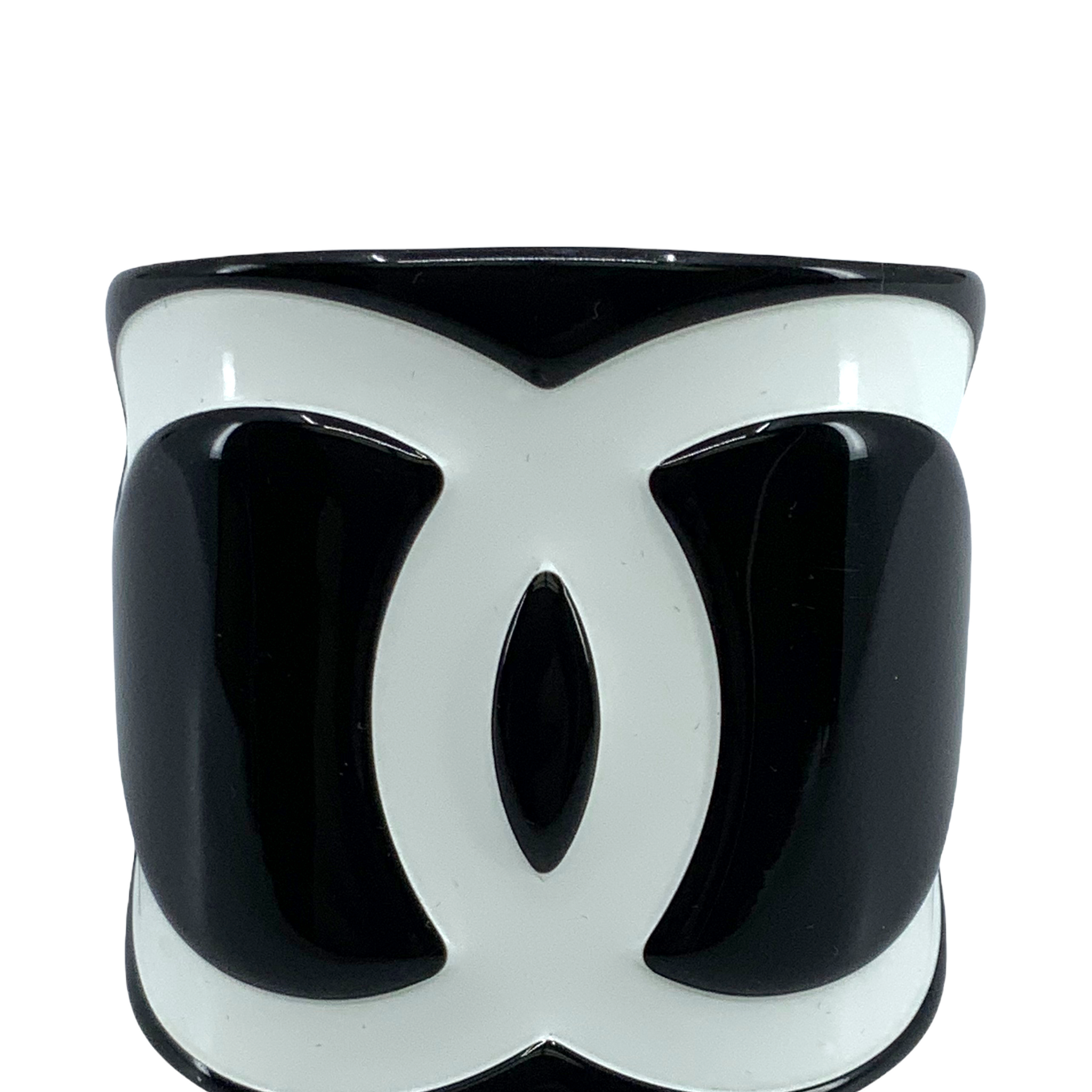 Chanel Resin CC Logo Wide Cuff Bracelet