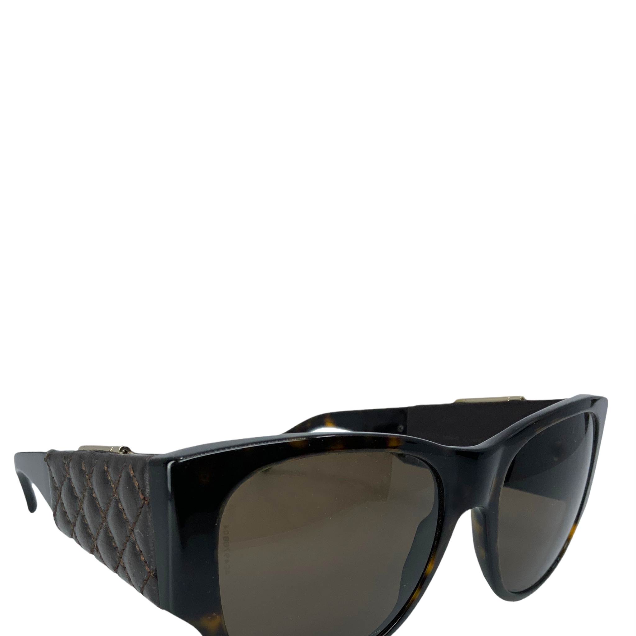 CHANEL Quilted Leather Side Mirror Sunglasses 5202-Q