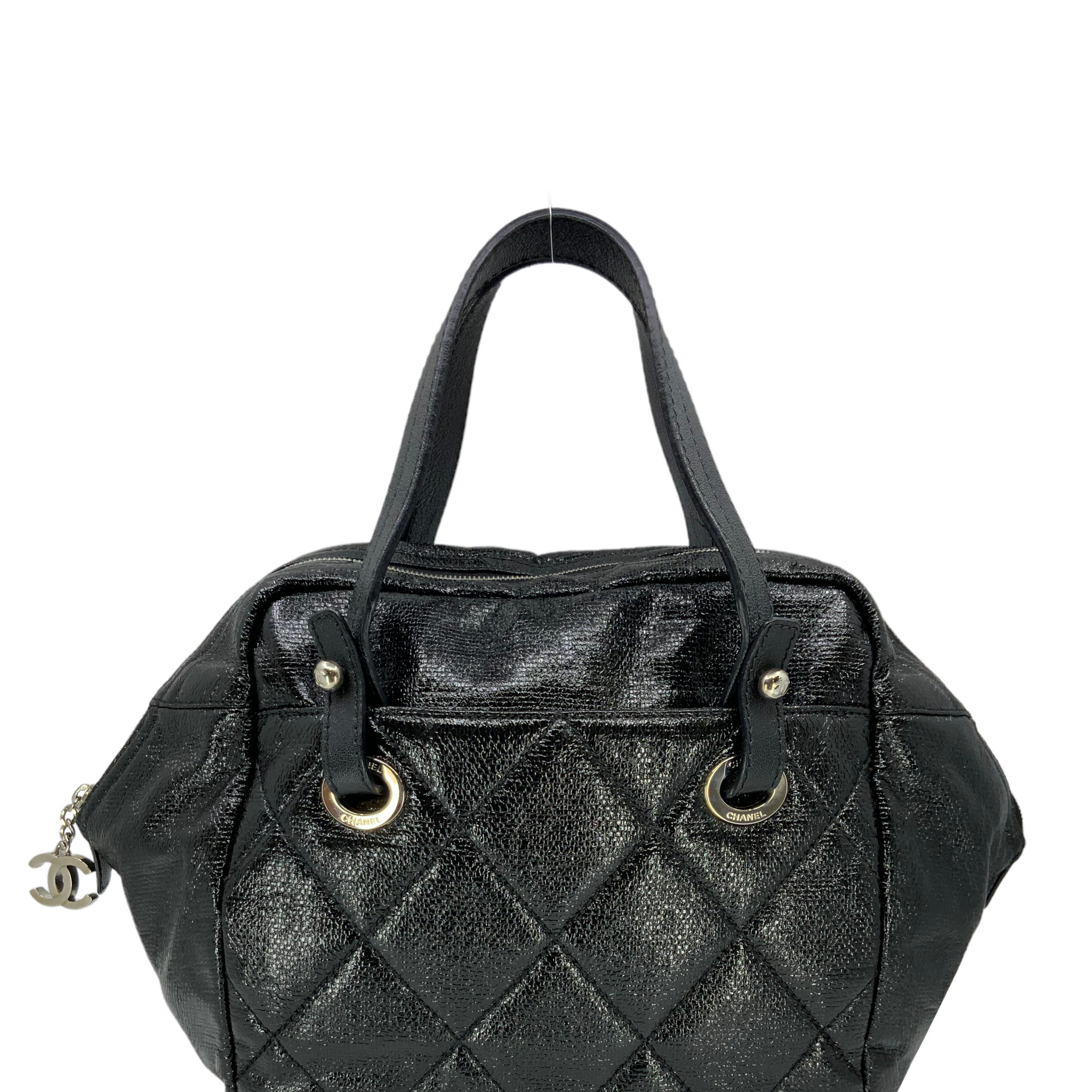 CHANEL Quilted Coated Leather Large Bowling Bag