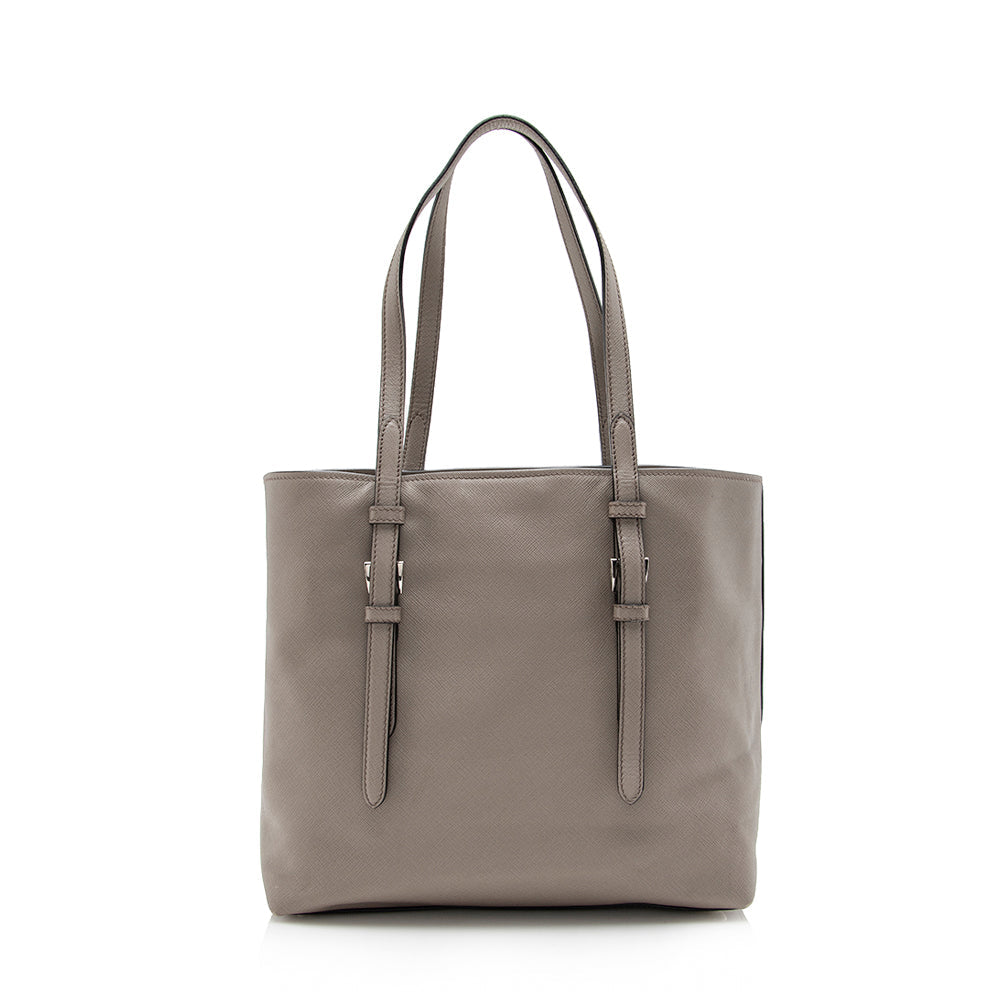 Prada Saffiano Cuir Buckle Tote (SHF-16015)