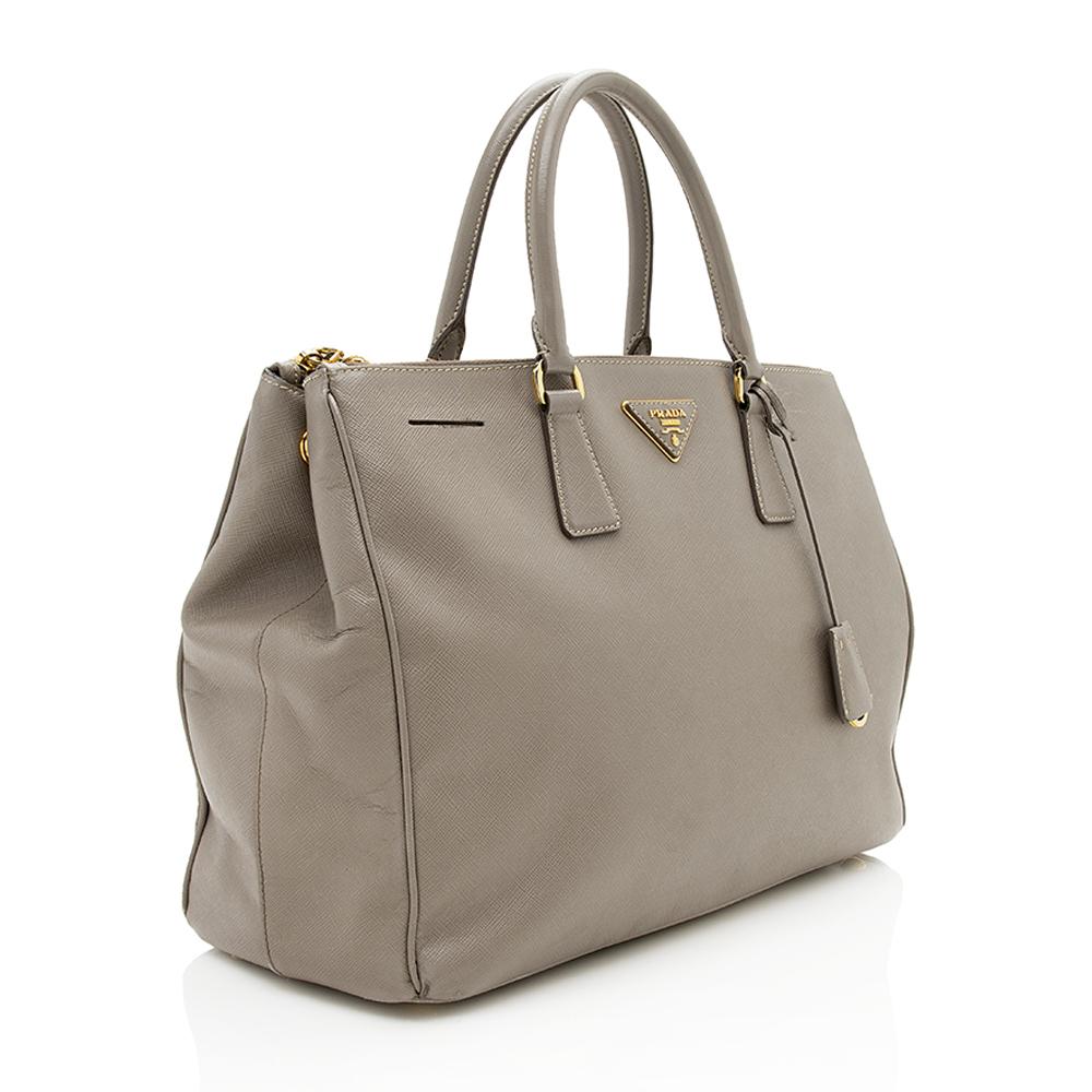 Prada Saffiano Leather Lux Double-Zip Medium Tote (SHF-12527)