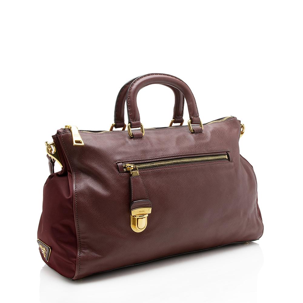 Prada Saffiano Leather Tessuto Large Tote (SHF-11814)