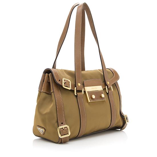 Prada Tessuto Leather Pushlock Tote
