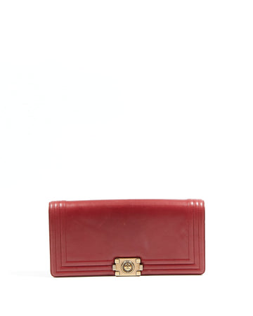 Chanel Wine Red Lambskin Boy Clutch