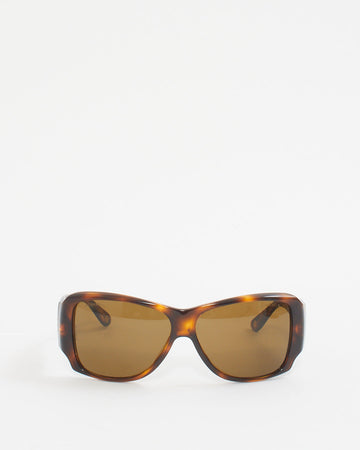 Chanel Vintage Tortoise Rhinestone Logo Sunglasses 5096-B