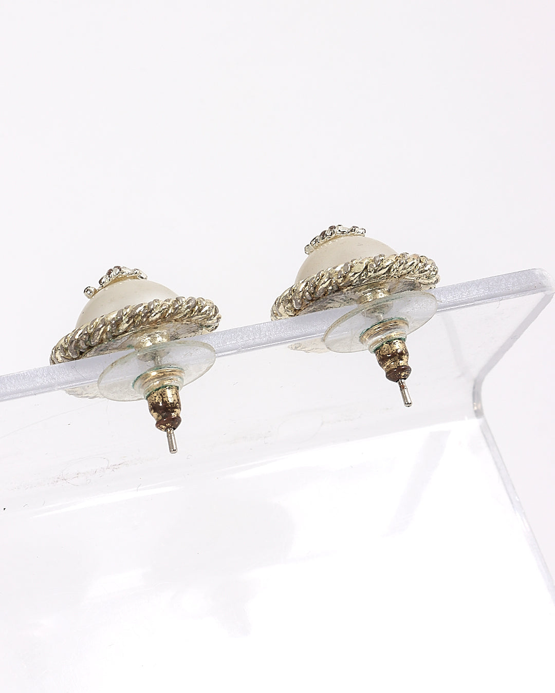 Chanel Vintage Pearl CC Interlocking Logo Earrings