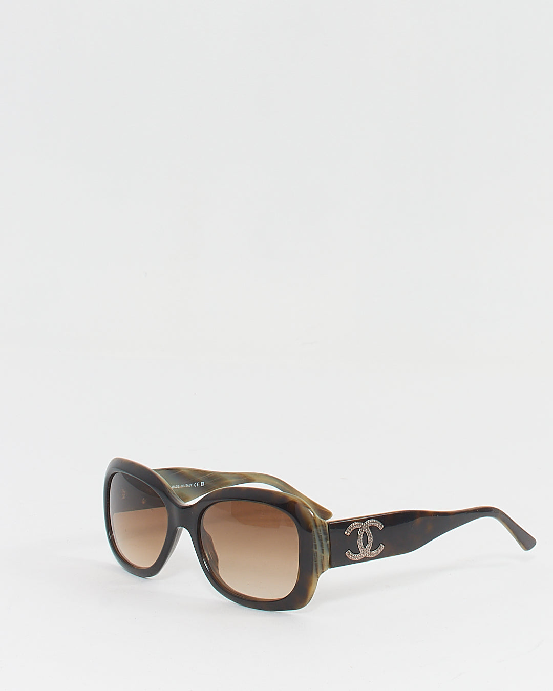 Chanel Vintage Green/Tortoise Rhinestone Logo 5102 Sunglasses