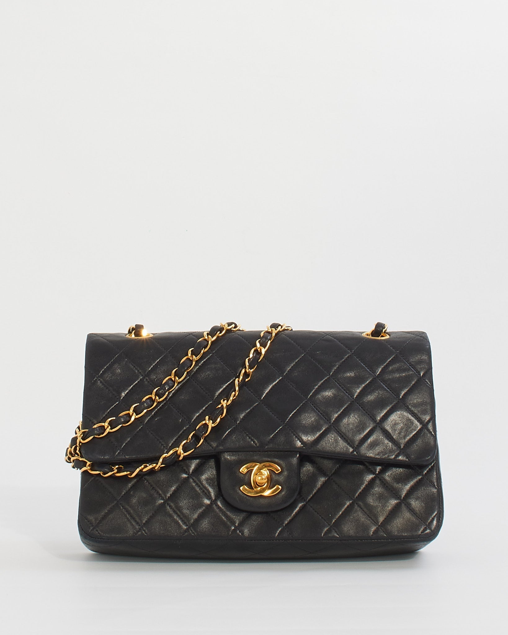 Chanel Vintage Black Lambskin Classic Medium Flap Bag with GHW