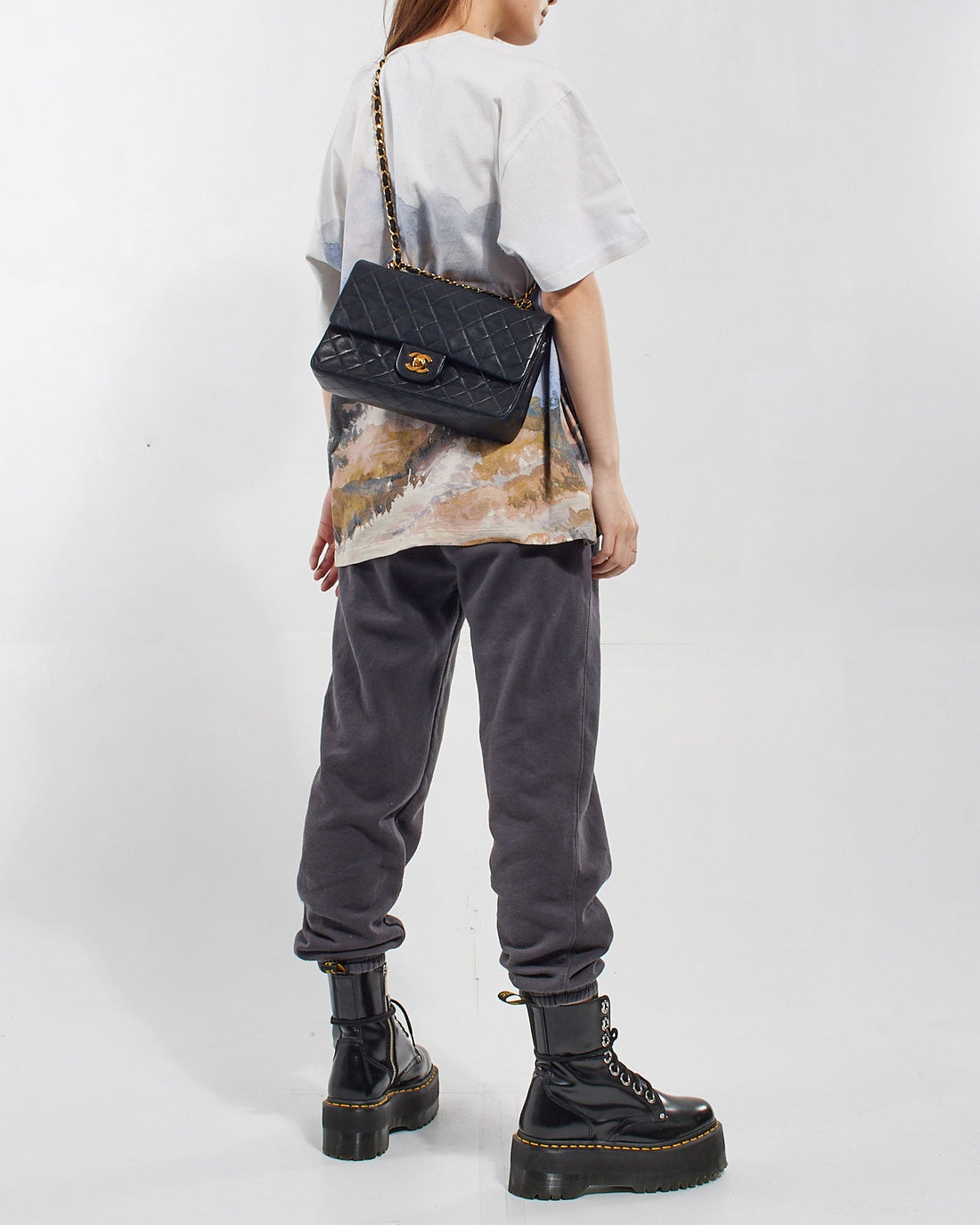 Chanel Vintage Black Lambskin Classic Medium Flap Bag with GHW