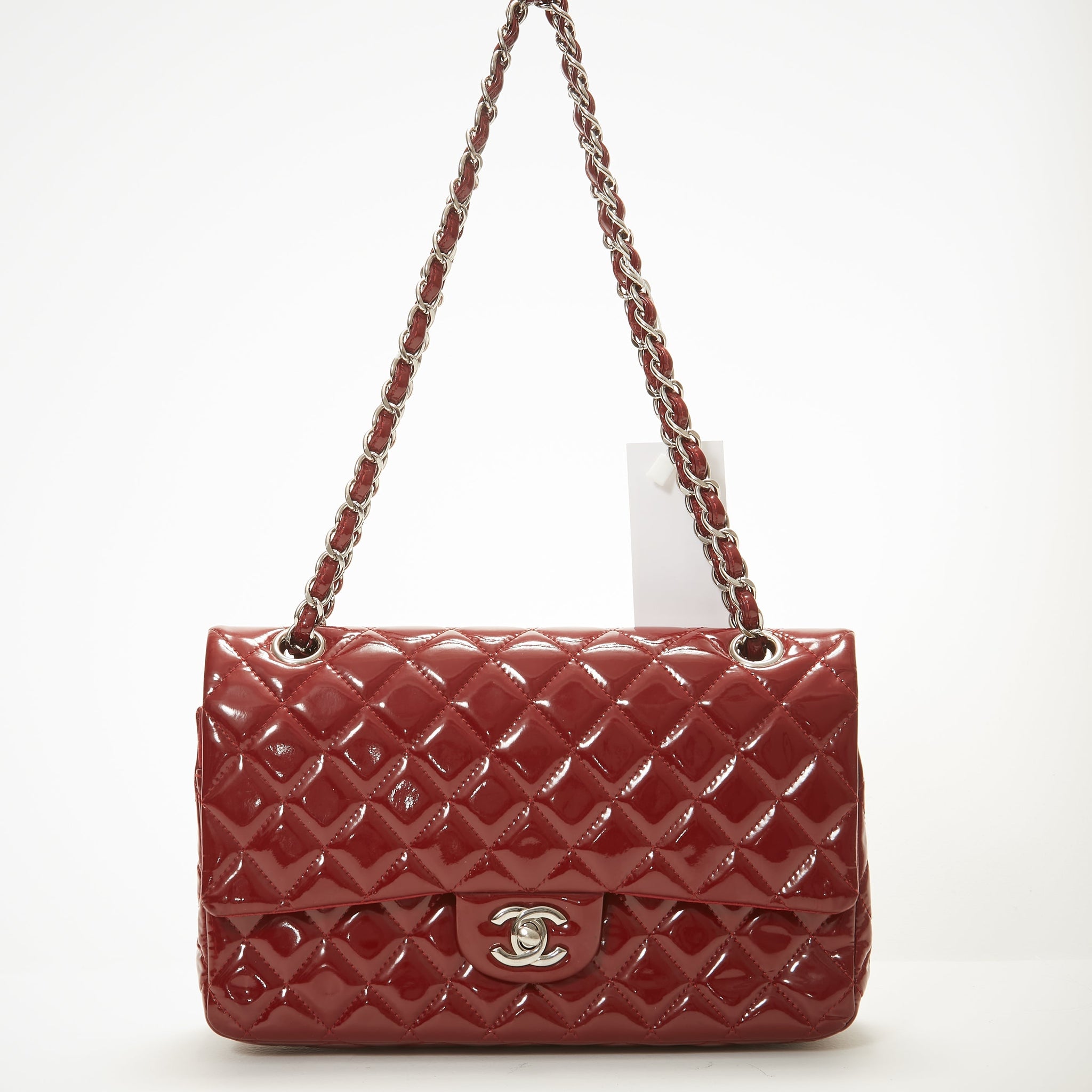 Chanel Red Patent Leather Classic Small Double Flap Bag