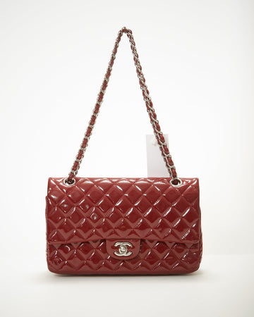 Chanel Red Patent Leather Classic Small Double Flap Bag