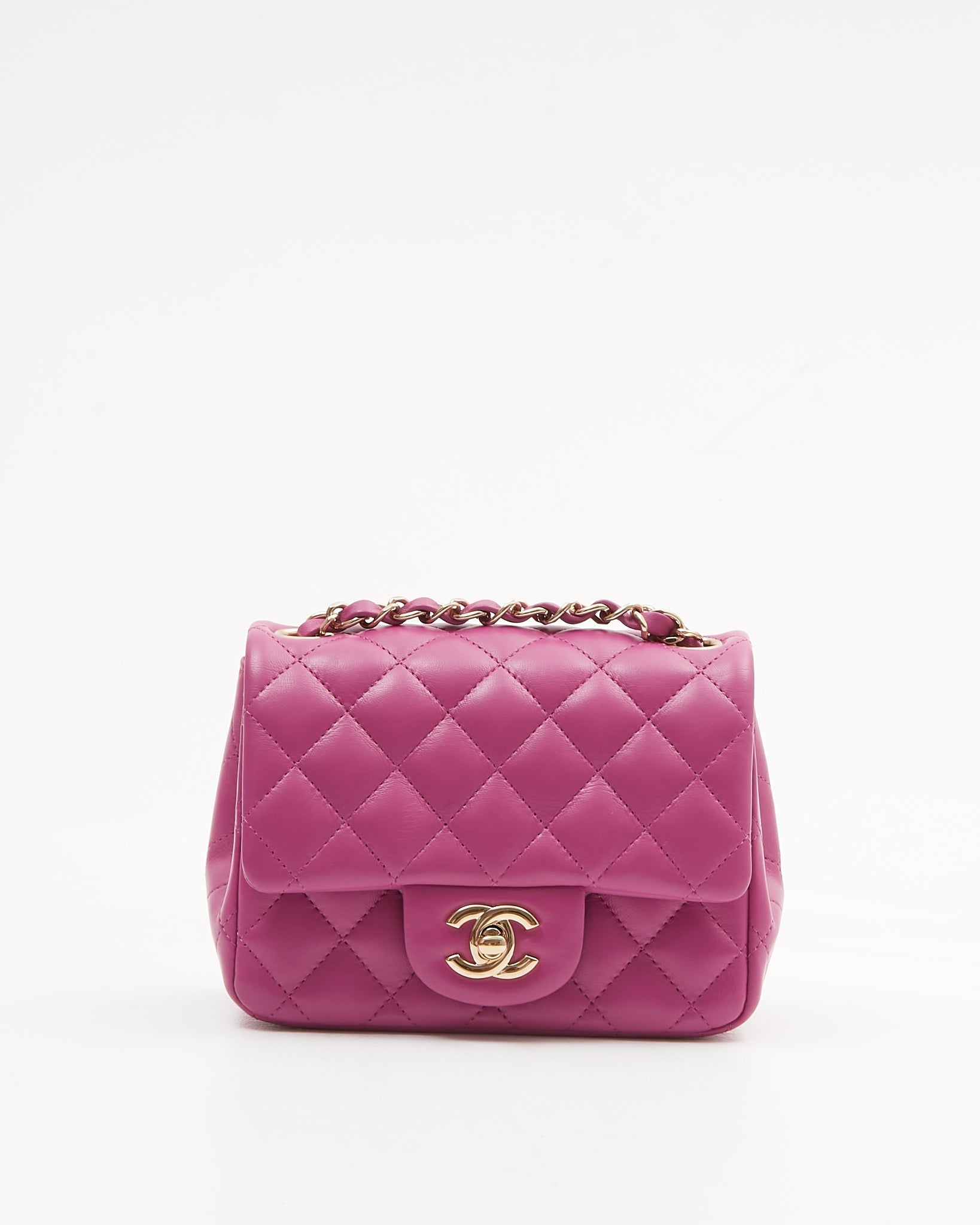 Chanel Violet Lambskin Quilted Mini Square Flap Bag