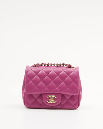 Chanel Violet Lambskin Quilted Mini Square Flap Bag