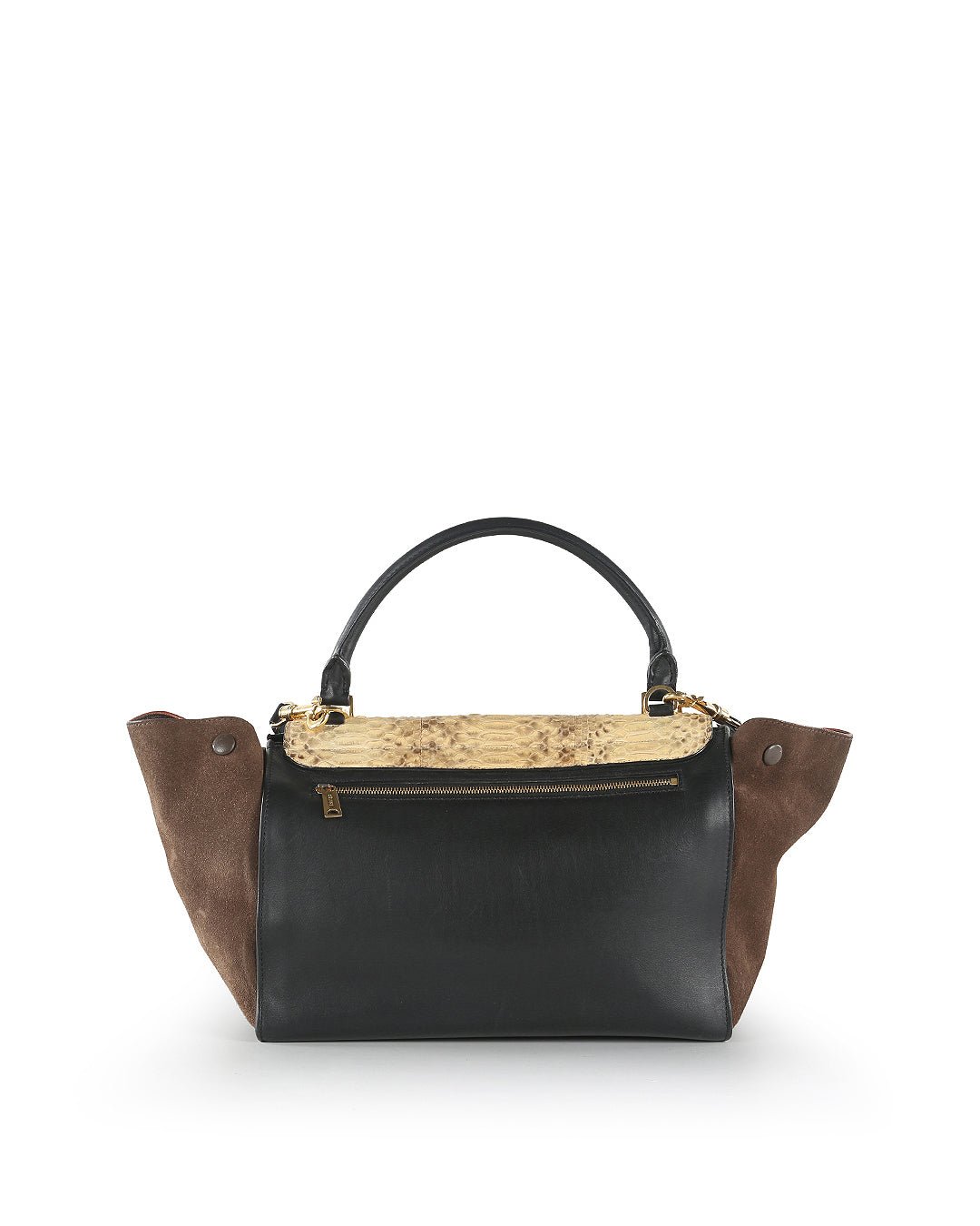 Celine Black & Brown Python Leather & Suede MediumTrapeze Bag