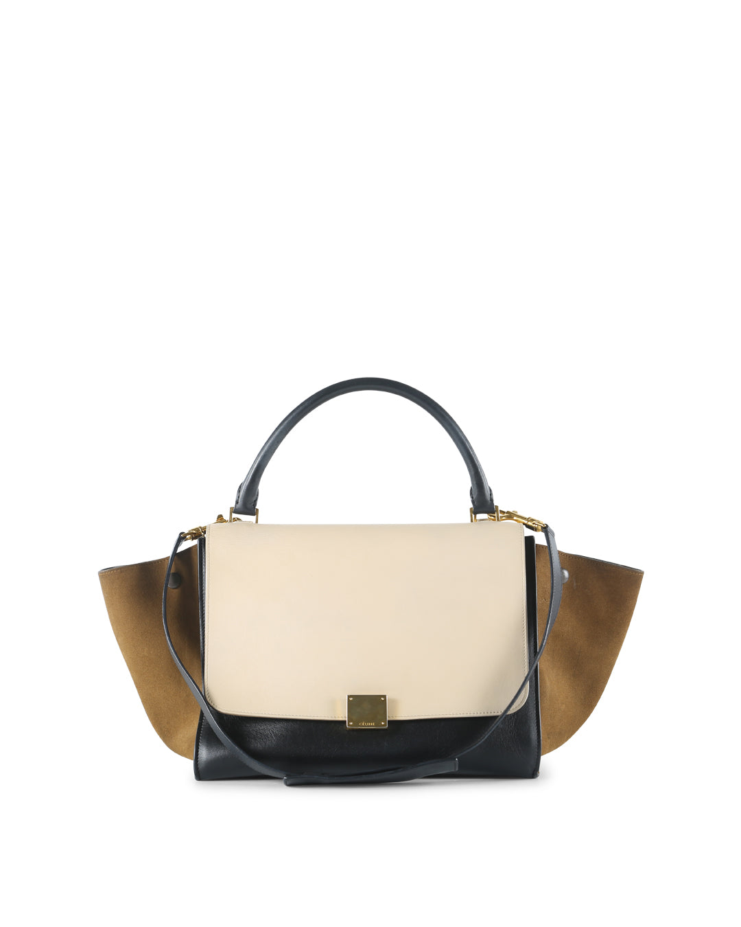 Celine Tricolor Leather and Suede Medium Trapeze Handbag