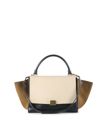 Celine Tricolor Leather and Suede Medium Trapeze Handbag