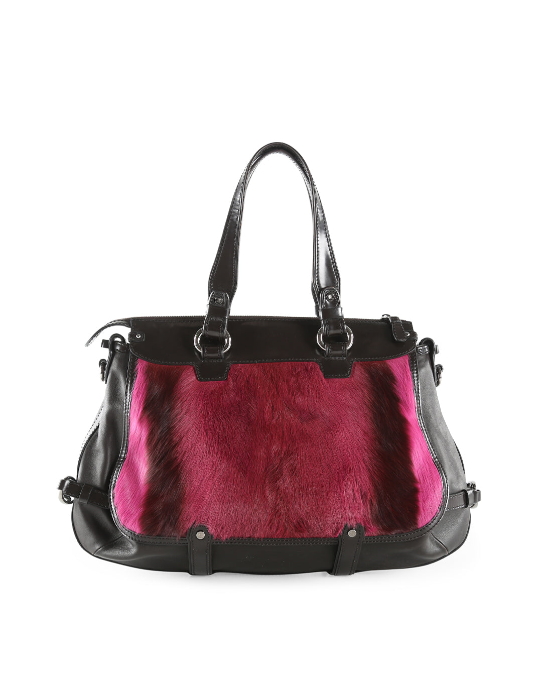 Celine Brown/Majenta Leather & Pony Hair Shoulder Bag