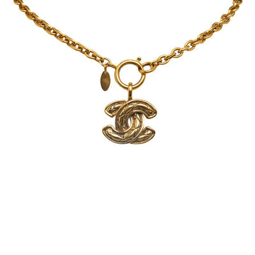 Chanel Quilted CC Logo Pendant Necklace Metal Necklace in Good condition