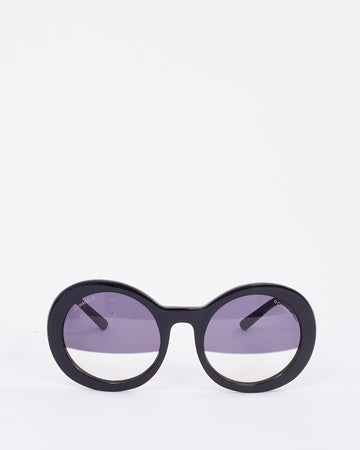 Chanel Vintage Black Acetate Round Half Tint Lens S5018 Sunglasses