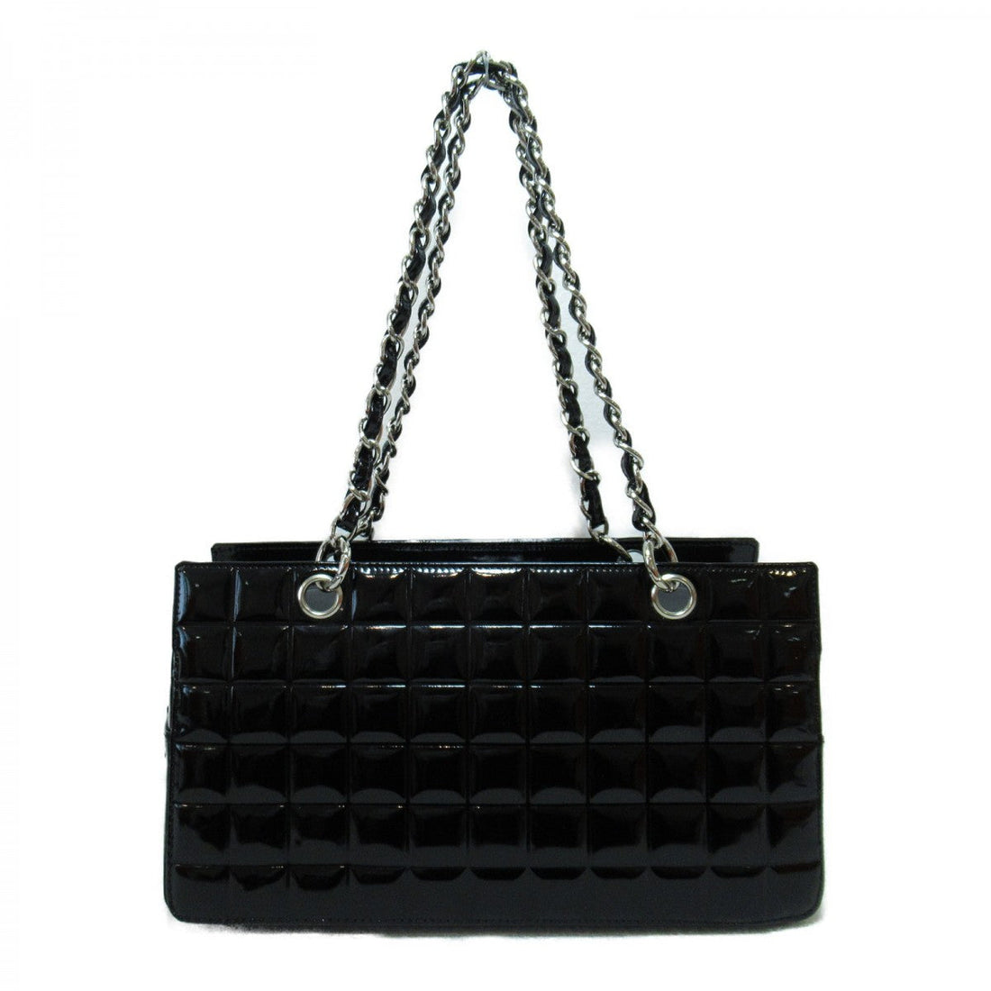 Chanel CC Choco Bar Patent Leather Zip Tote Leather Tote Bag in Excellent condition