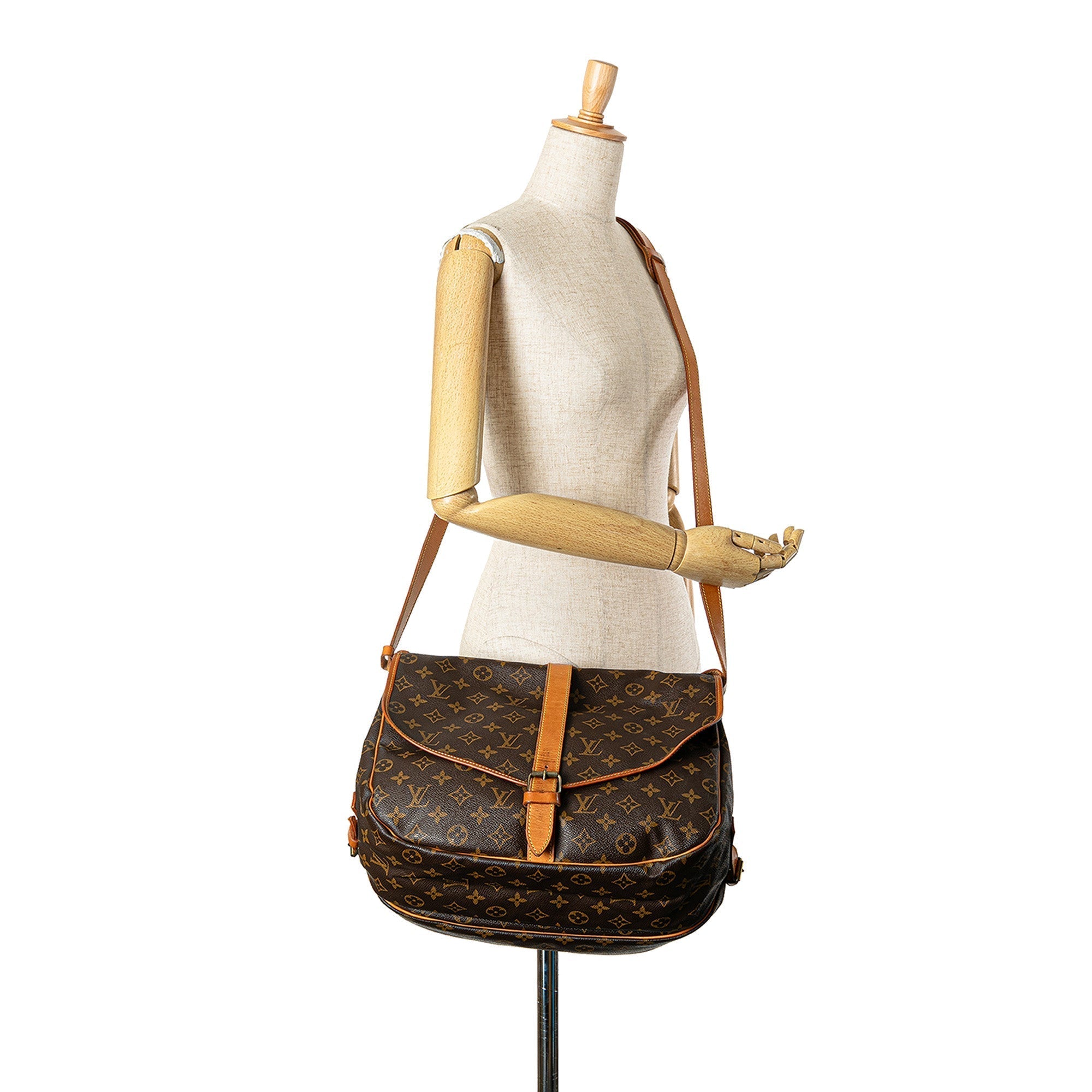 Brown Louis Vuitton Monogram Saumur 35 Crossbody Bag