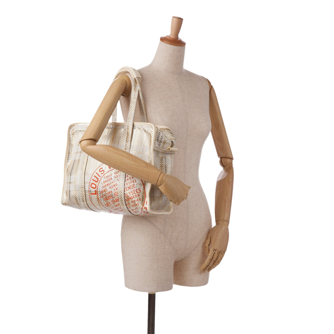 White Louis Vuitton Braided Street Shopper PM Tote Bag