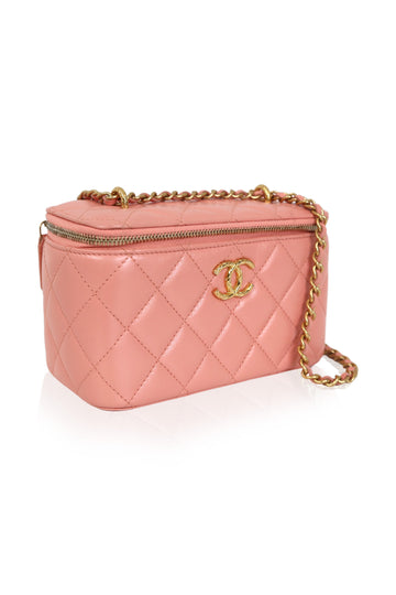 CHANEL Vanity Case Pink Leather Handbag
