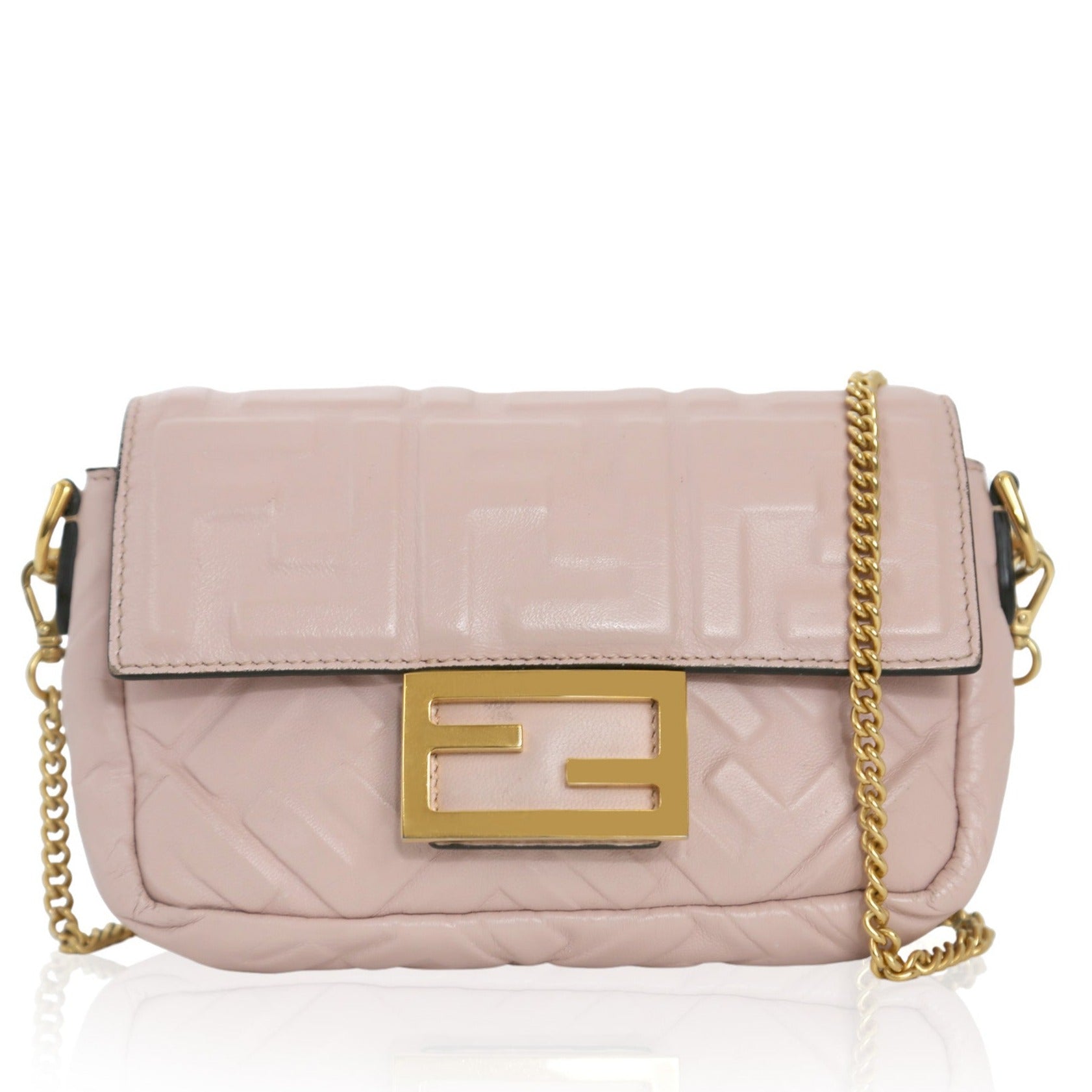 FENDI Nappa Embossed Mini Baguette