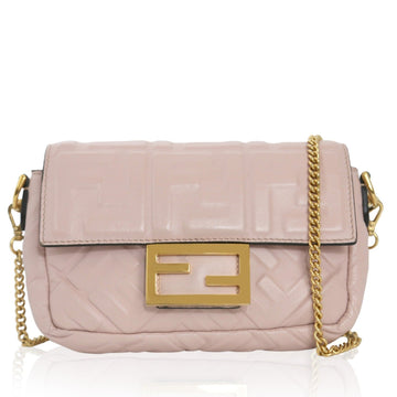 FENDI Nappa Embossed Mini Baguette