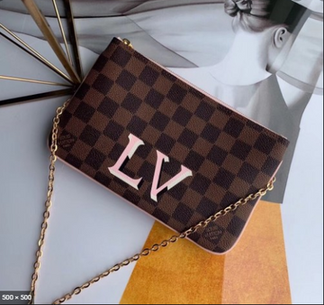 Louis Vuitton Double Zip Pochette Damier Ebene Louis Vuitton Print