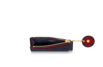 Louis Vuitton Zipped Card Holder Monogram Navy Red