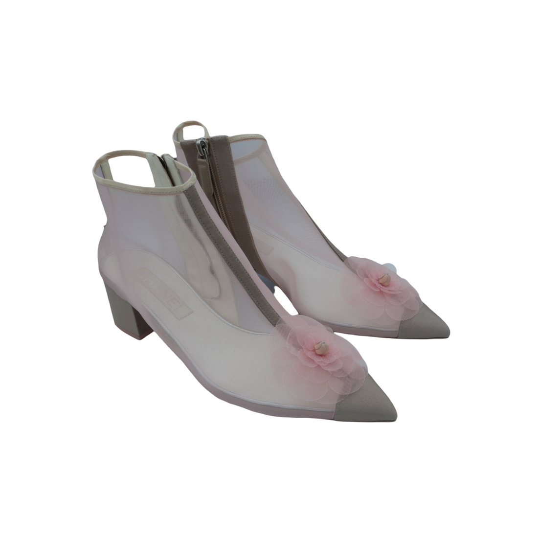 Chanel mesh camelia ankle boots - 40
